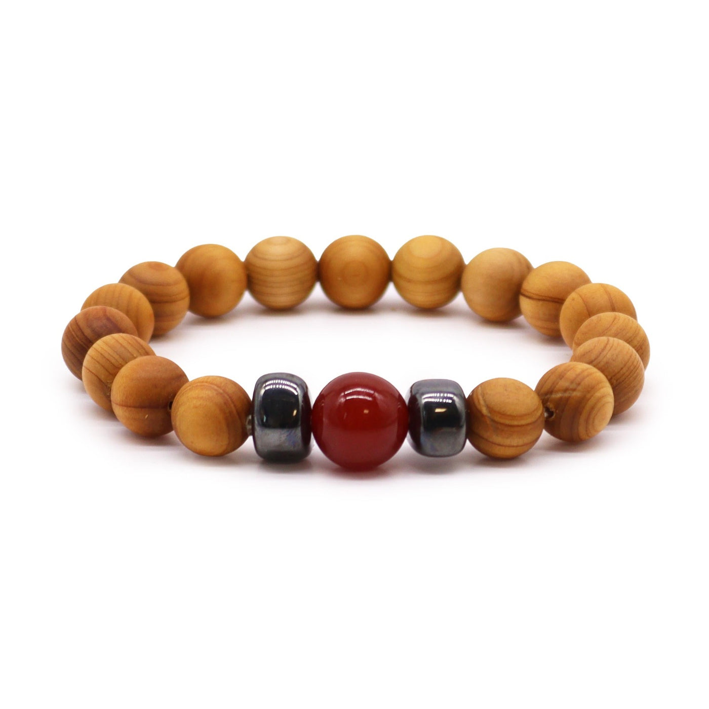 Wellness Cedarwood Root Chakra Bracelet With Red Jasper Gemstone.