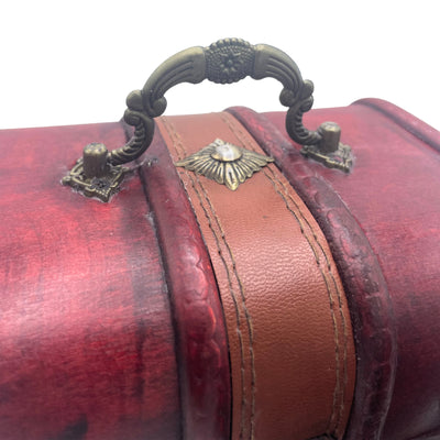 Set Of 2 Replica Antique Aged Leather And Wood Natural Storage Chest.