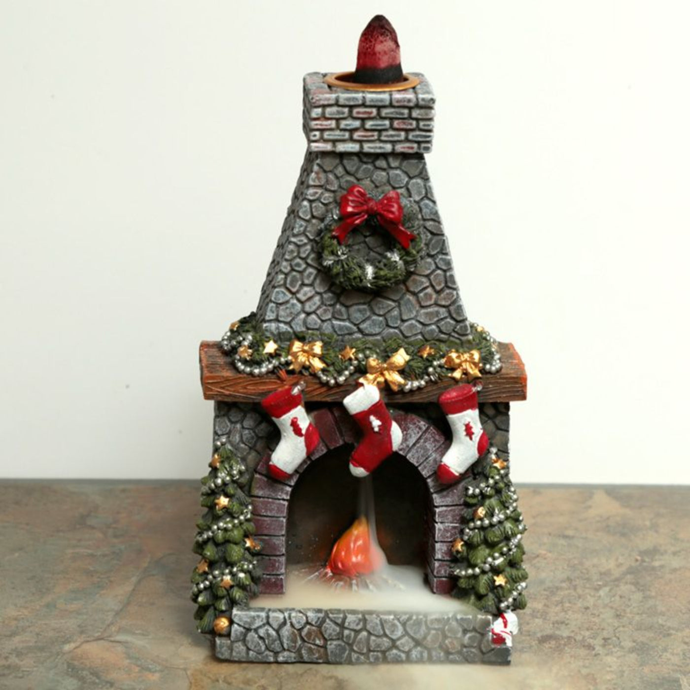 Christmas Fireplace Backflow Cone Incense Holder.