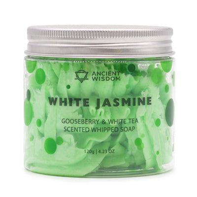 White Jasmin Paraben Free Soap In The Jar From Ancient Wisdom.