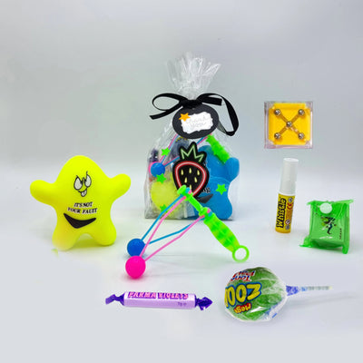 Neon Birthday Party Favours For Boys And Girls With Neon Toys And Candy.