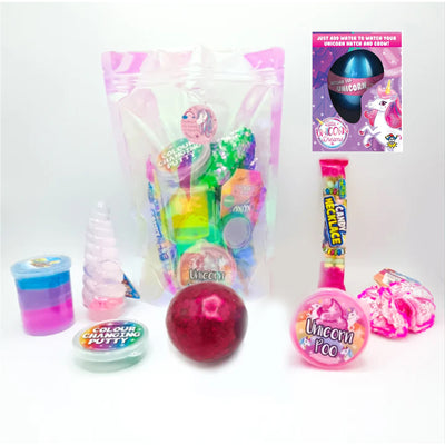 Pre Filled Slime Party Bags For Girls, Party Favours Unicorn Slime Gift Bag Pre Packed In Iridescent Pink Gift Bags