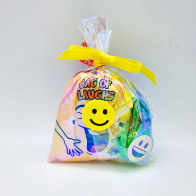 Unisex Children Pre Filled Birthday Smiley Laughing Party Bags With Toys And Sweets.