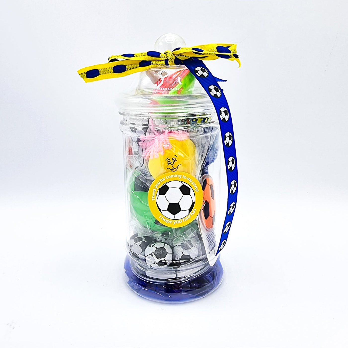 Pre Filled Birthday Football Party Goody Bags In Vintage Jars With Toys And Sweets, Sport Party Favours.