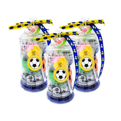 Pre Filled Birthday Football Party Goody Bags In Vintage Jars With Toys And Sweets, Sport Party Favours.