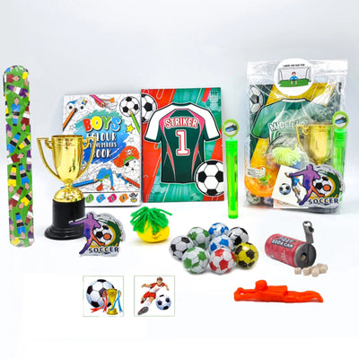 Children's Football Shirts Design Pre Filled Football Party Bags, Party Favours With Toys, Football Trophy And Sweets.