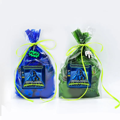 Pre Filled Blue Green Birthday Virtual Gamer Party Favours For Boys, Goody Bags With Toys And Sweets.