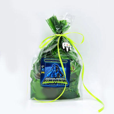 Pre Filled Blue Green Birthday Virtual Gamer Party Favours For Boys, Goody Bags With Toys And Sweets.