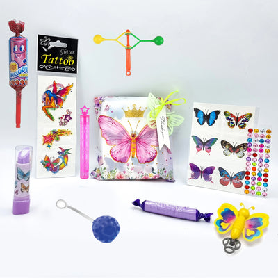 Pre Filled Butterfly Fairy Birthday Party Goody Bags With Toys And Candy, Party Favours For Girls.