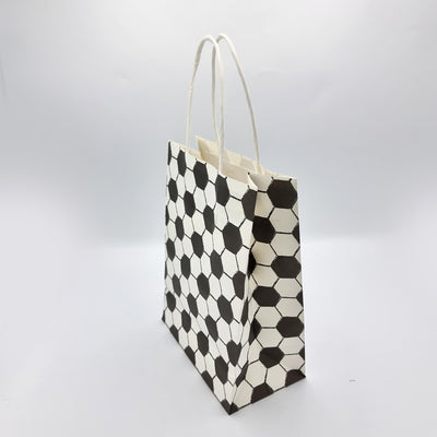 Set Of 6 Black And White Football Birthday Paper Party Gift Bags.