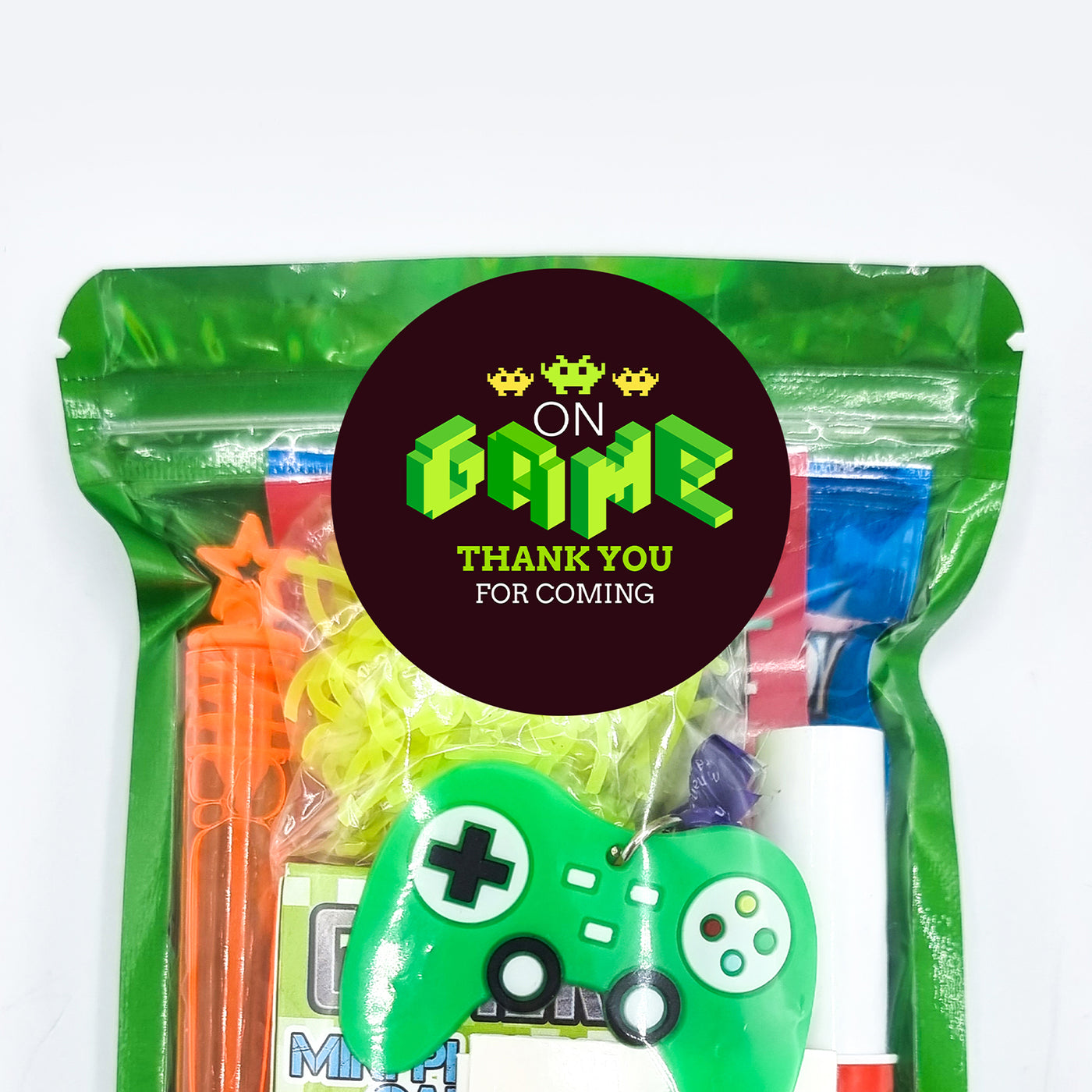 Ready Made Children Green Mini Gamer Birthday Party Goody Bags For Boys And Girls, Favours Gifts, Treats.