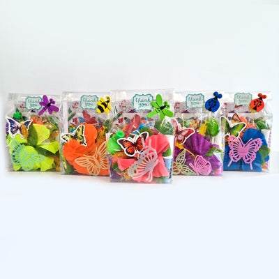 Ready Made Girls Neon Glow Ladybird Flower Butterfly Garden Party Goody Bags With Toys And Sweets, Party Favours.