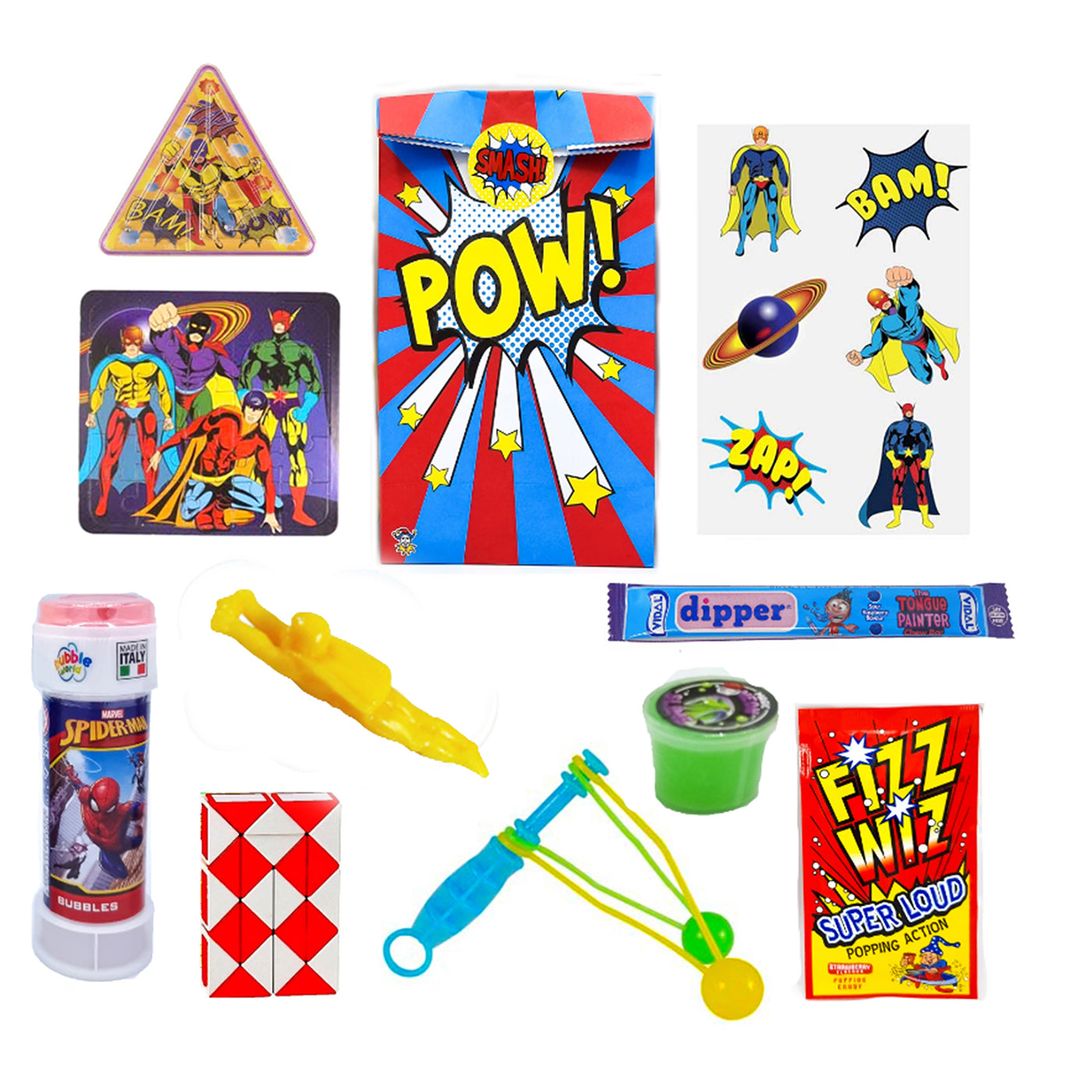 Pre-Filled Boys Superhero Birthday Party Favours With Sweets And Toys.