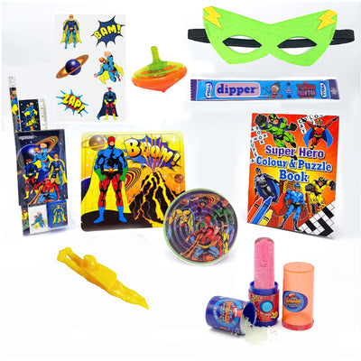 Pre-Filled Boys Superhero Birthday Party Favours With Sweets And Toys.