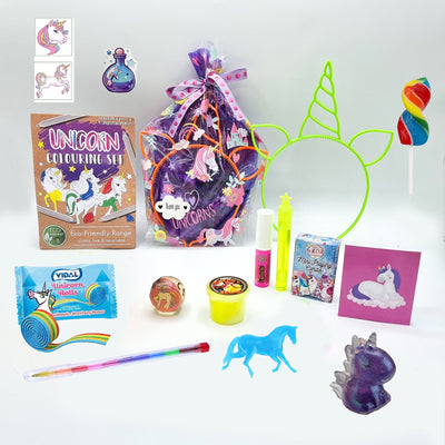 Pre Filled Girls Birthday Unicorn Party Goody Bags With Toys And Sweets, Party Favours.