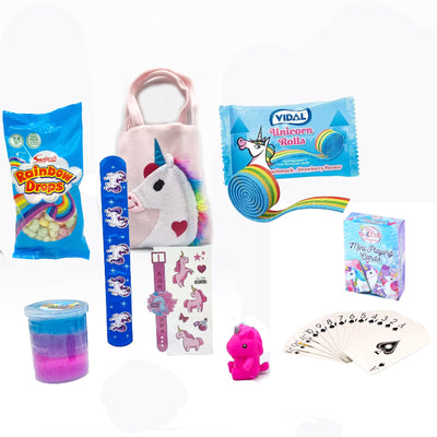 Pre Filled Girls Birthday Unicorn Party Goody Bags With Toys And Sweets.