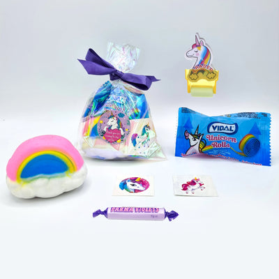 Unicorn Birthday Party Goodie Bags Party Favours For Girls And Boys With Sweets And Novelty Toys.