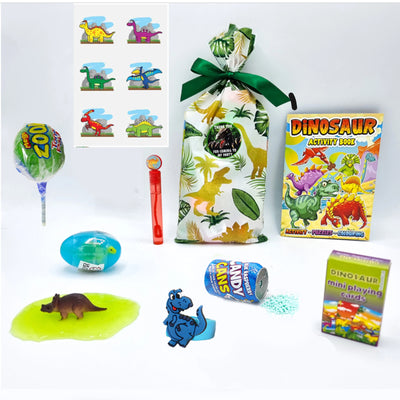 Pre Filled Dinosaur Birthday Party Goody Bags With Toys And Sweets For Boys And Girls.