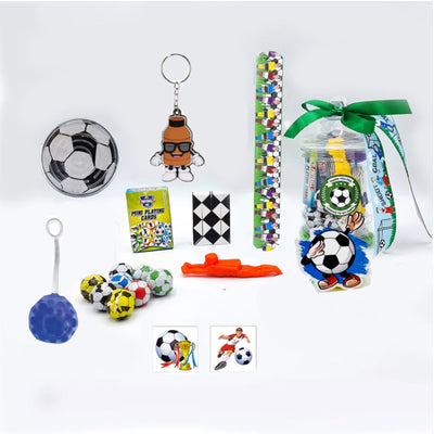 Children Pre Filled Football Birthday Party Bags In Vintage Jars With Sweets And Toys For Boys And Girls 