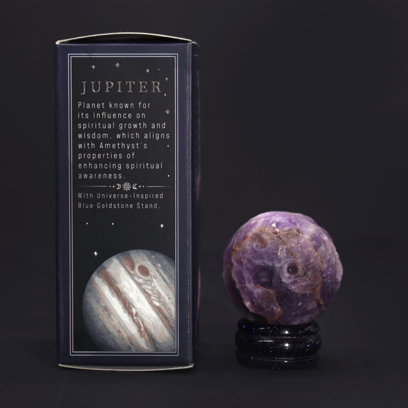 Amethyst Jupiter Planet Ornament Decoration On A Sola Stand.