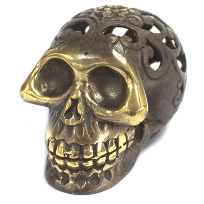 Gold Brass Fengshui Vintage Skull Head Ornament.