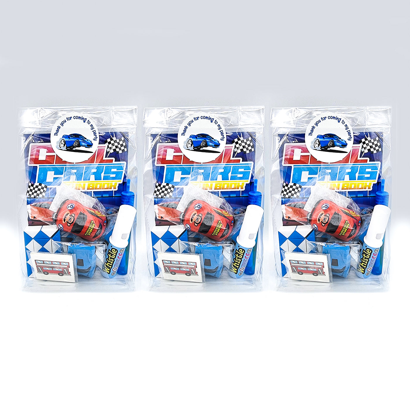 Pre Filled Racing Cars Party Goody Bags With Toys And Sweets. Party Favours For Boys.