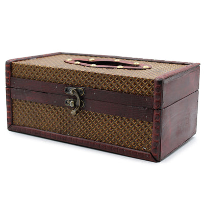 Large Antique Look Colonial Trunk Style Tissue Box.