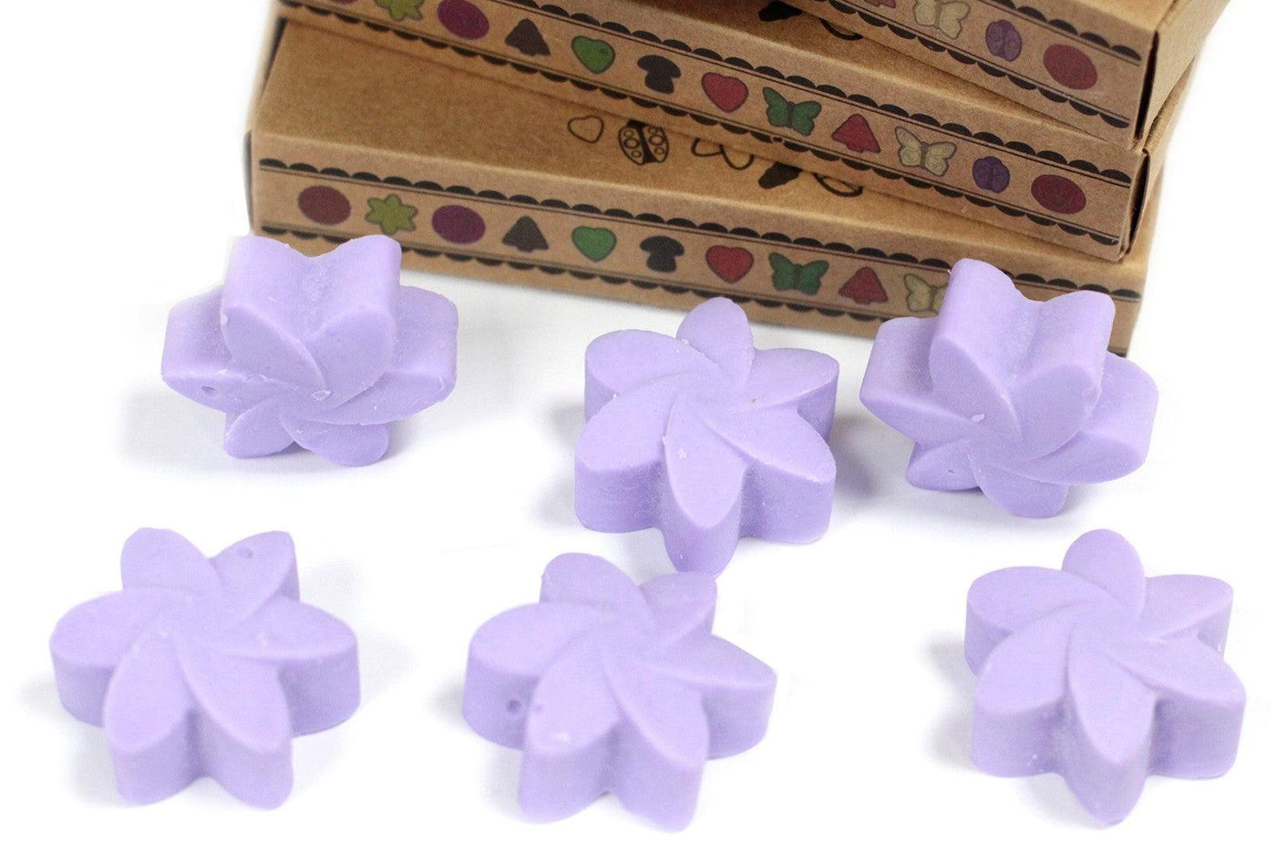 Box of 6 Star Shaped Lilac Wax Melts – Lavender Fields.