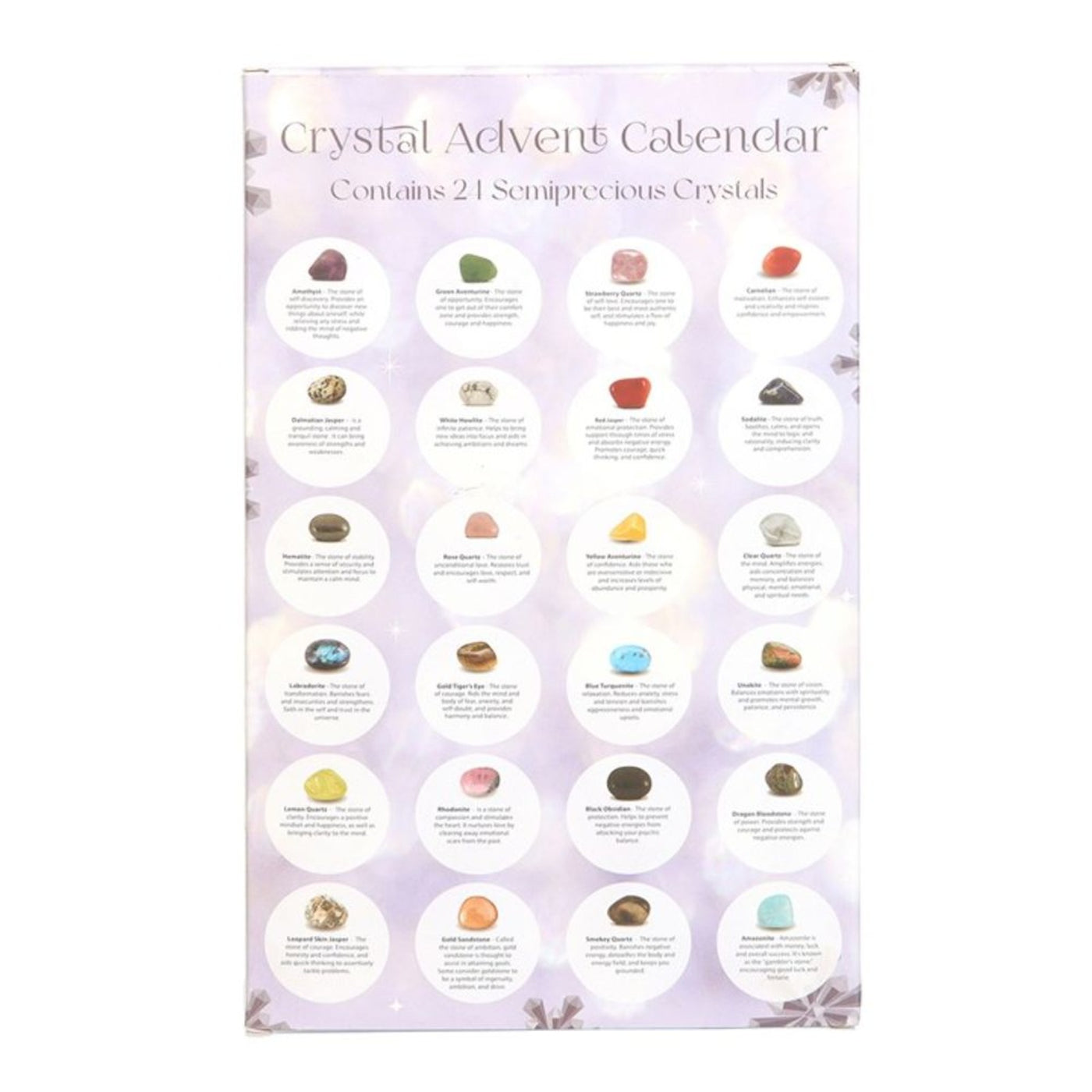 24 Gemstone Crystal Christmas Advent Calendar In Gift Box.