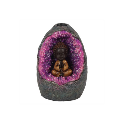 Buddha Sparkly Crystal Cave LED Backflow Incense Cones Burner.