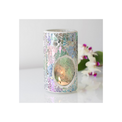 Pillar Light Blue Iridescent Crackle Oil Burner