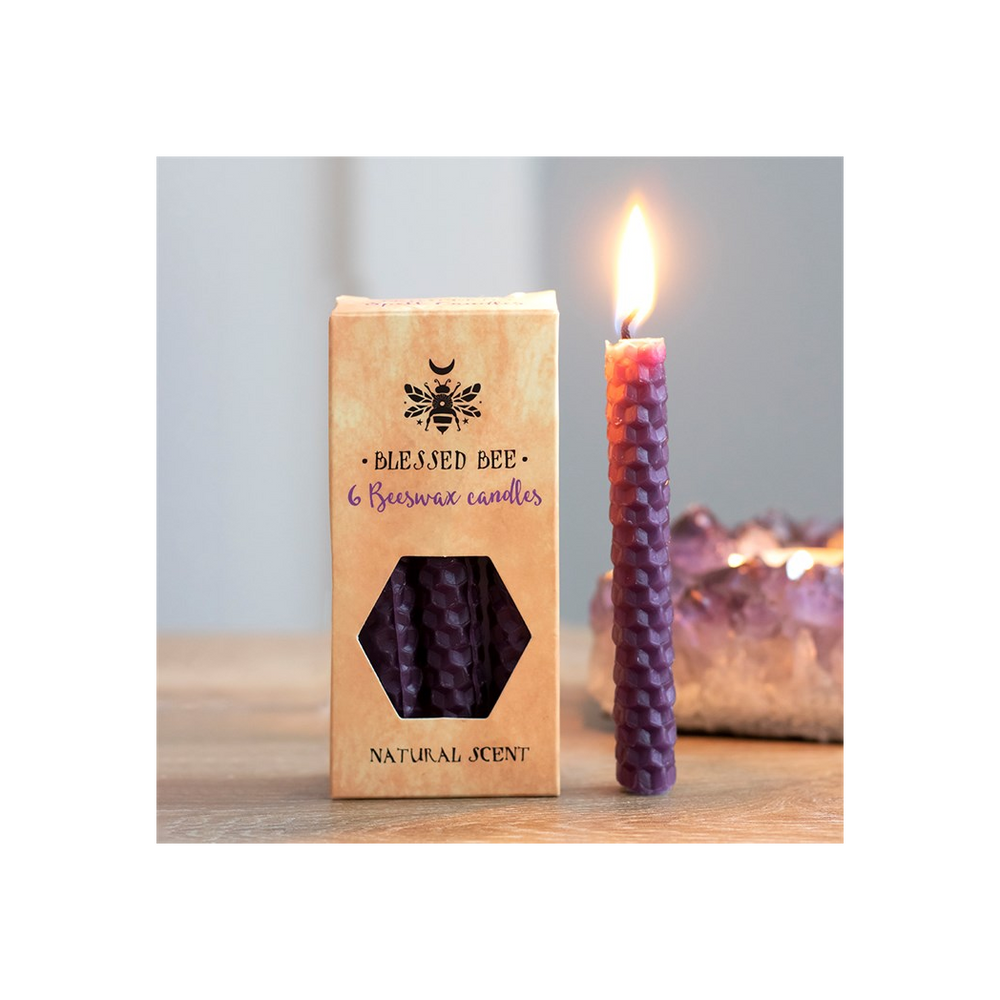 Set of 6 Purple Beeswax Spell Candles