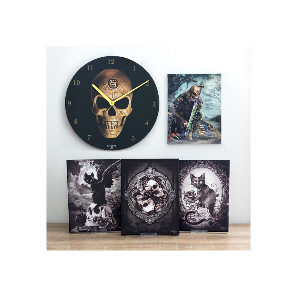 Alchemy Omega Round Skull Wall Clock