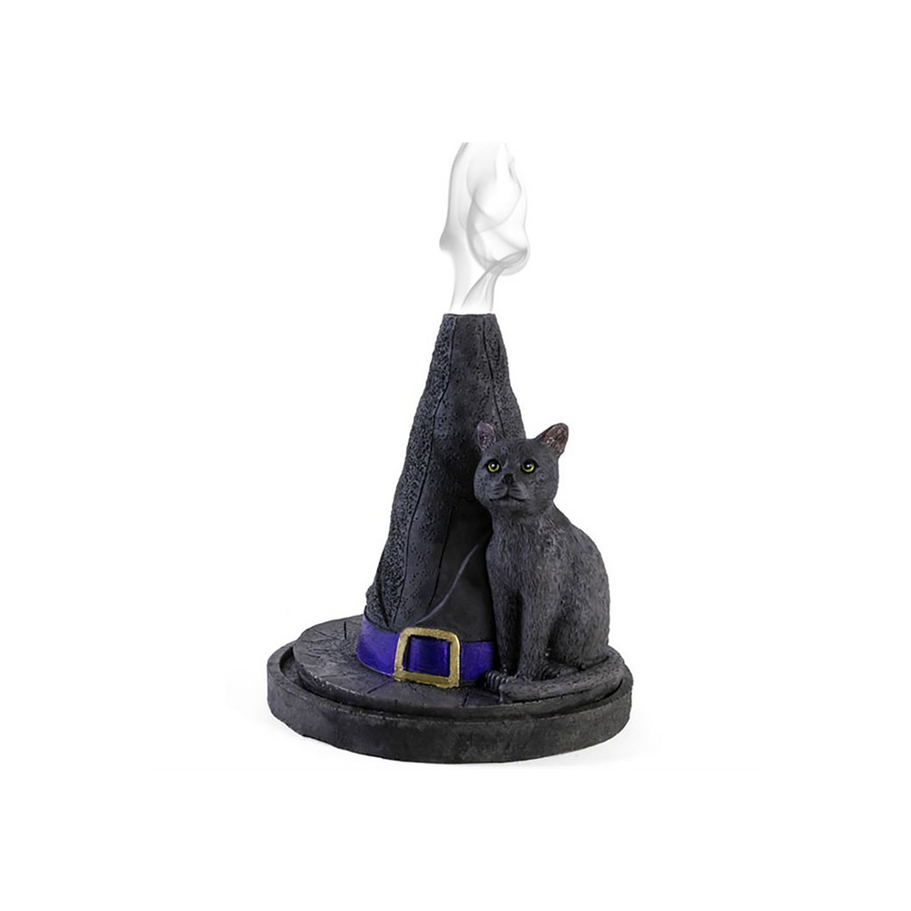 Witch Hat With Cat Incense Cone Holder