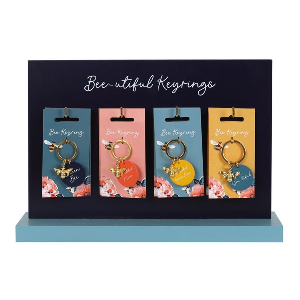 Set Of 24 Bee-utiful Keyrings on Display