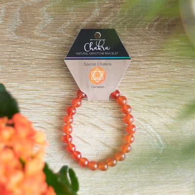 Sacral Chakra Carnelian Gemstone Energy Bracelet.